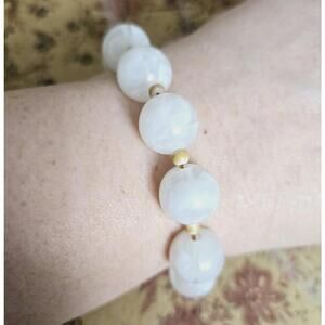 Milky White Beaded Chunky Stretch Bracelet